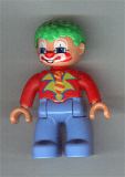 LEGO 47394pb108 Duplo Figure Lego Ville, Male Clown, Medium Blue Legs, Red Top, Green Hair