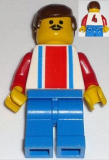 LEGO soc049 Soccer Player Red & Blue Team  #4 on Back