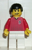 LEGO soc088 Soccer Player Red/White Team with shirt  #9